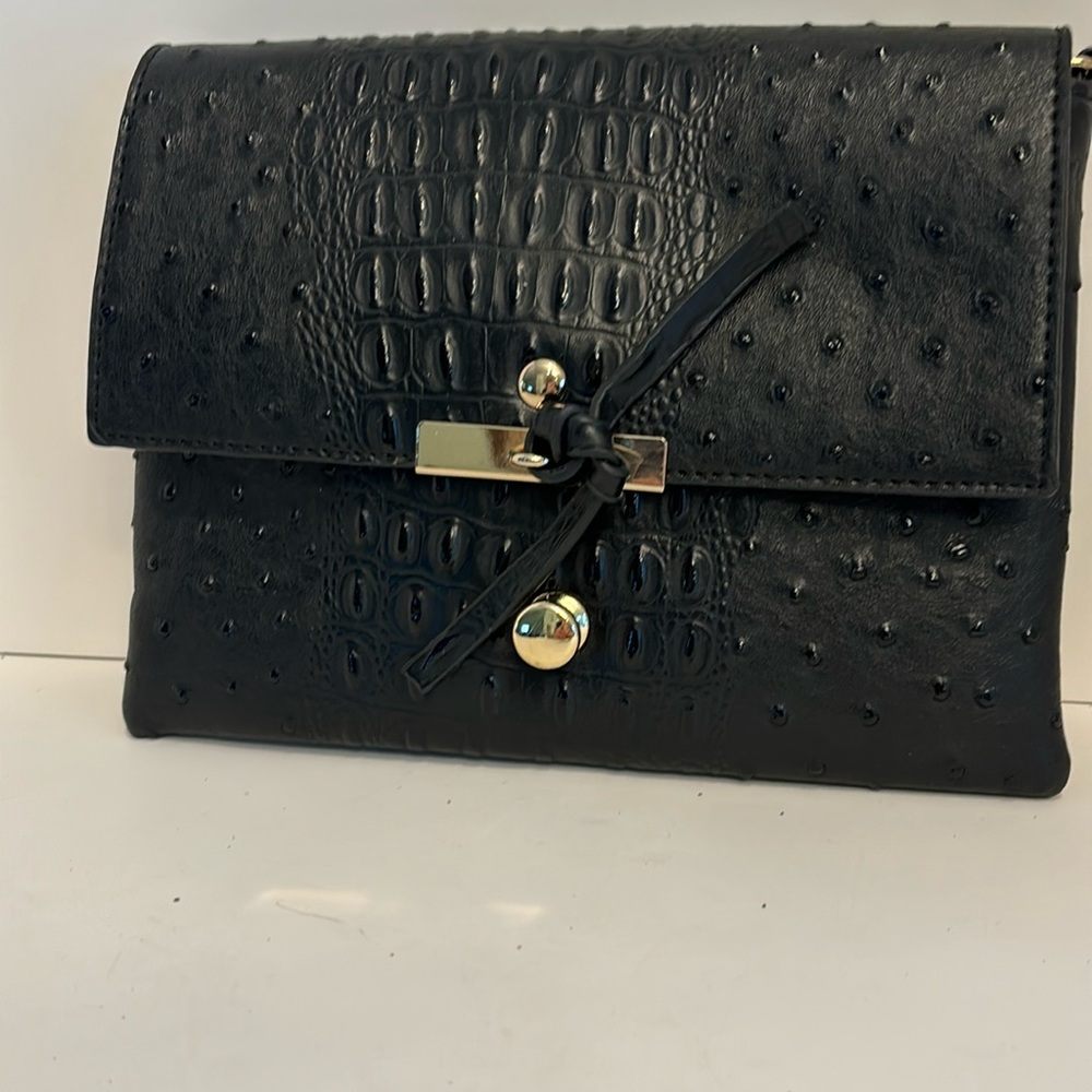 Faux Black Leather Clutch